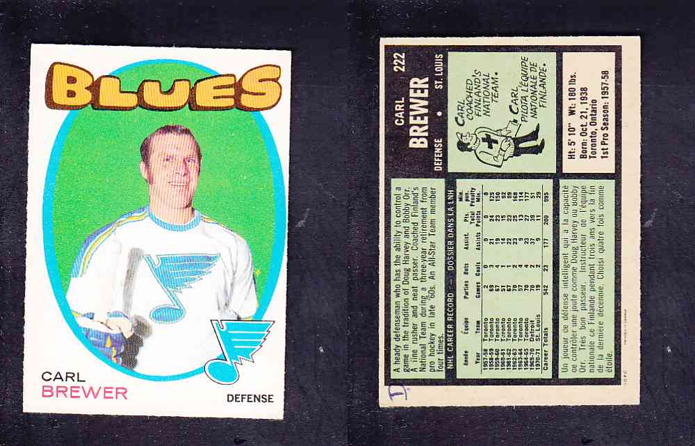 1971-72 O-PEE-CHEE HOCKEY CARD #222 C. BREWER photo