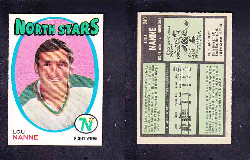 1971-72 O-PEE-CHEE HOCKEY CARD #240 L. NANNE photo