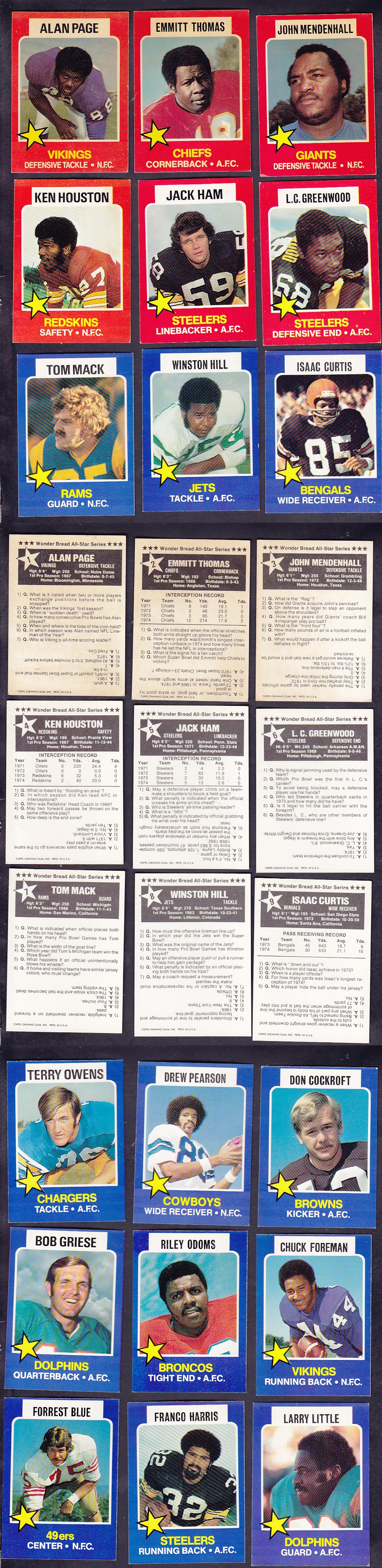 1975 NFL WONDER BREAD FOOTBALL CARD FUKK SET 24/24 photo 1975 NFL WONDER BREAD FOOTBALL CARD FUKK SET 24/24 photo