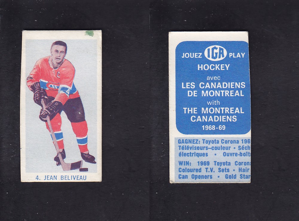 1968-69 IGA HOCKEY CARD J. BELIVEAU photo 1968-69 IGA HOCKEY CARD J. BELIVEAU photo