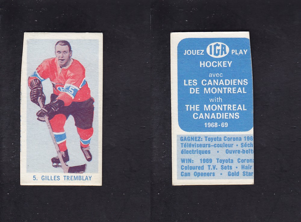 1968-69 IGA HOCKEY CARD G. TREMBLAY photo 1968-69 IGA HOCKEY CARD G. TREMBLAY photo