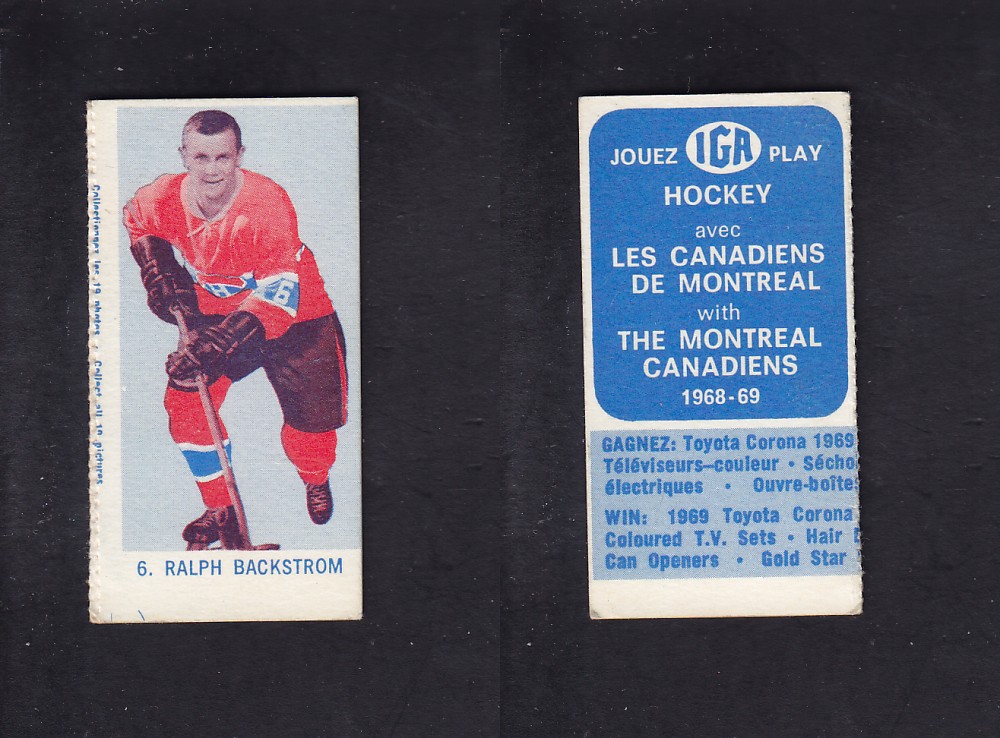 1968-69 IGA HOCKEY CARD R. BACKSTROM photo 1968-69 IGA HOCKEY CARD R. BACKSTROM photo