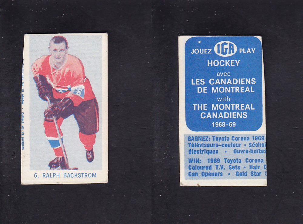 1968-69 IGA HOCKEY CARD R. BACKSTROM photo 1968-69 IGA HOCKEY CARD R. BACKSTROM photo