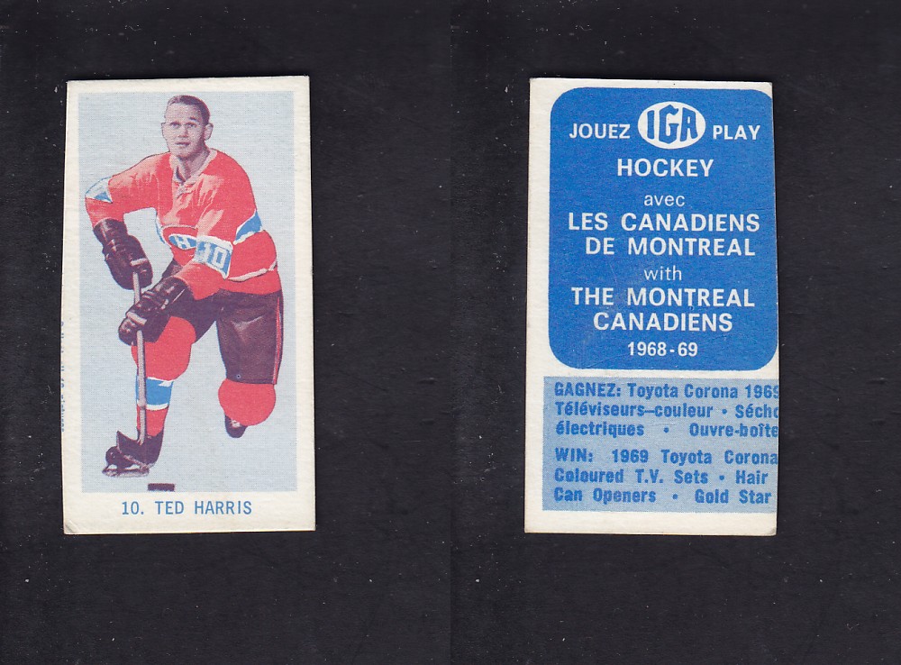 1968-69 IGA HOCKEY CARD T. HARRIS photo 1968-69 IGA HOCKEY CARD T. HARRIS photo
