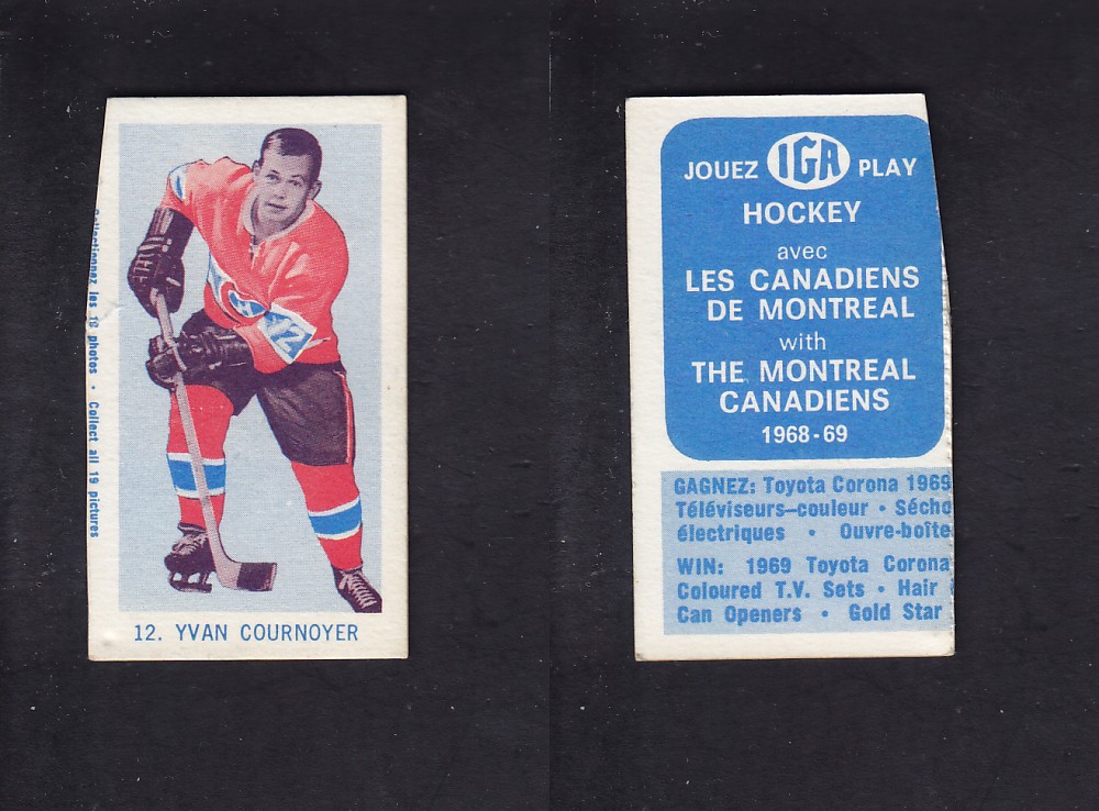1968-69 IGA HOCKEY CARD Y. COURNOYER photo 1968-69 IGA HOCKEY CARD Y. COURNOYER photo