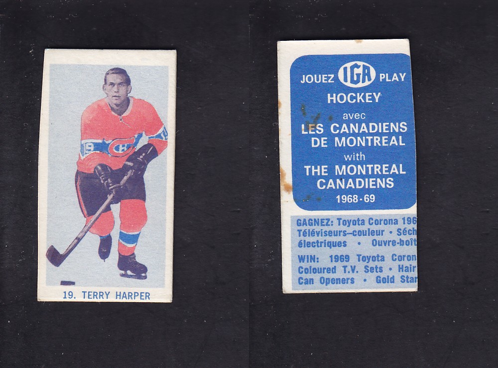 1968-69 IGA HOCKEY CARD T. HARPER photo 1968-69 IGA HOCKEY CARD T. HARPER photo