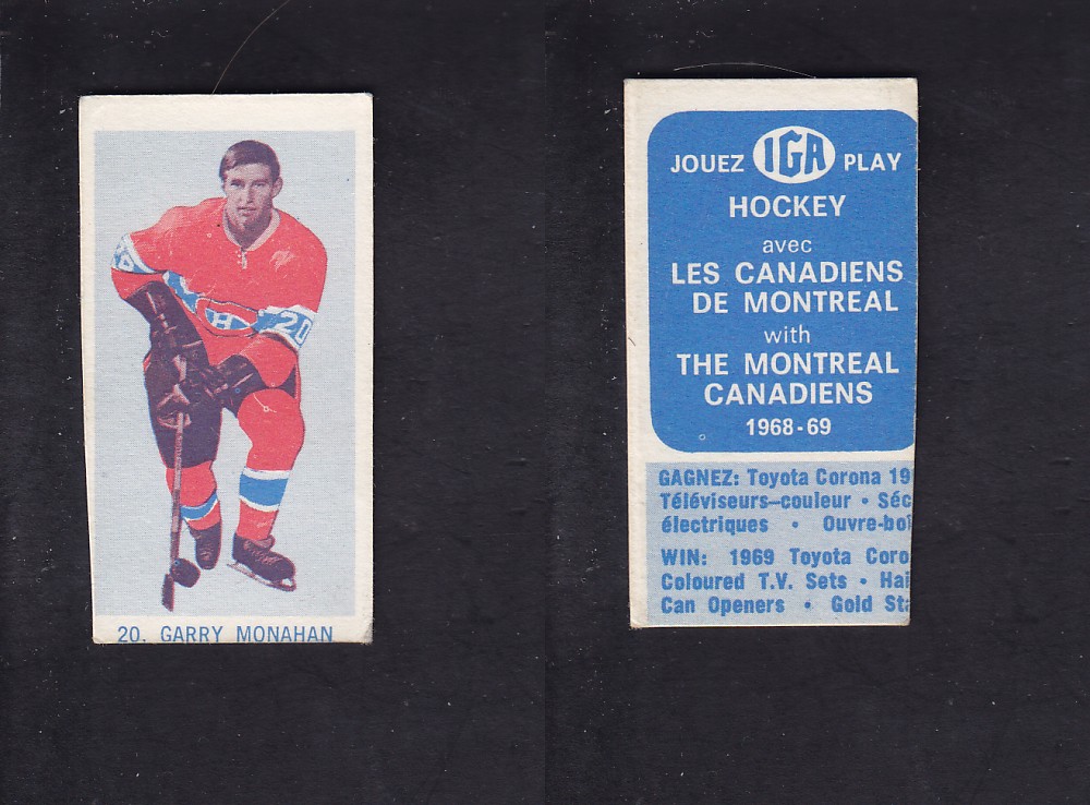 1968-69 IGA HOCKEY CARD G. MONAHAN photo 1968-69 IGA HOCKEY CARD G. MONAHAN photo