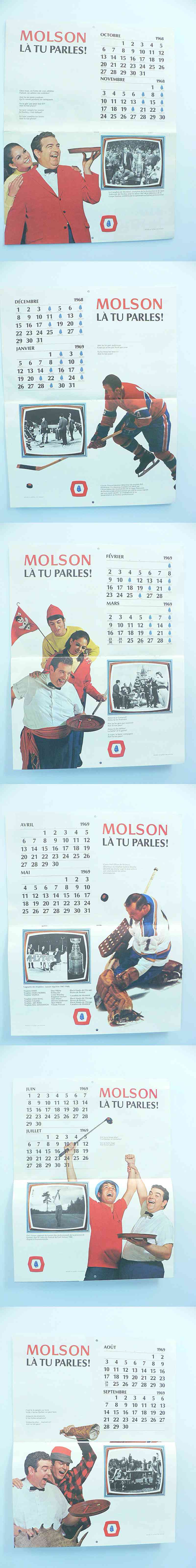 1968-69 MOLSON MONTREAL CANADIENS FULL CALENDAR photo 1968-69 MOLSON MONTREAL CANADIENS FULL CALENDAR photo