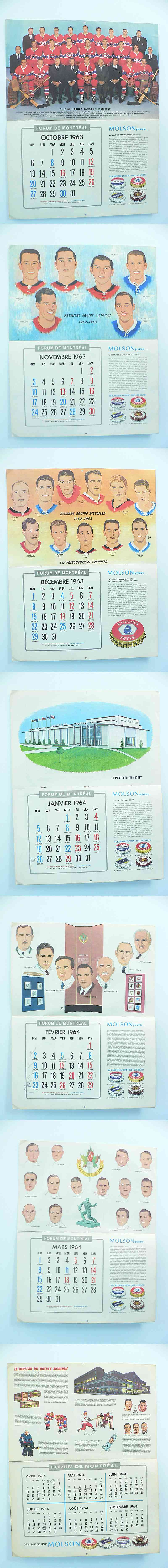 1963-64 MOLSON MONTREAL CANADIENS FULL CALENDAR photo 1963-64 MOLSON MONTREAL CANADIENS FULL CALENDAR photo