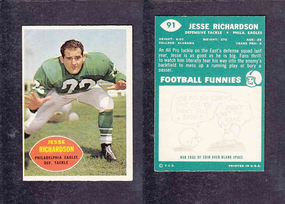 1960 NFL TOPPS FOOTBALL CARD #91 J. RICHARDSON photo 1960 NFL TOPPS FOOTBALL CARD #91 J. RICHARDSON photo