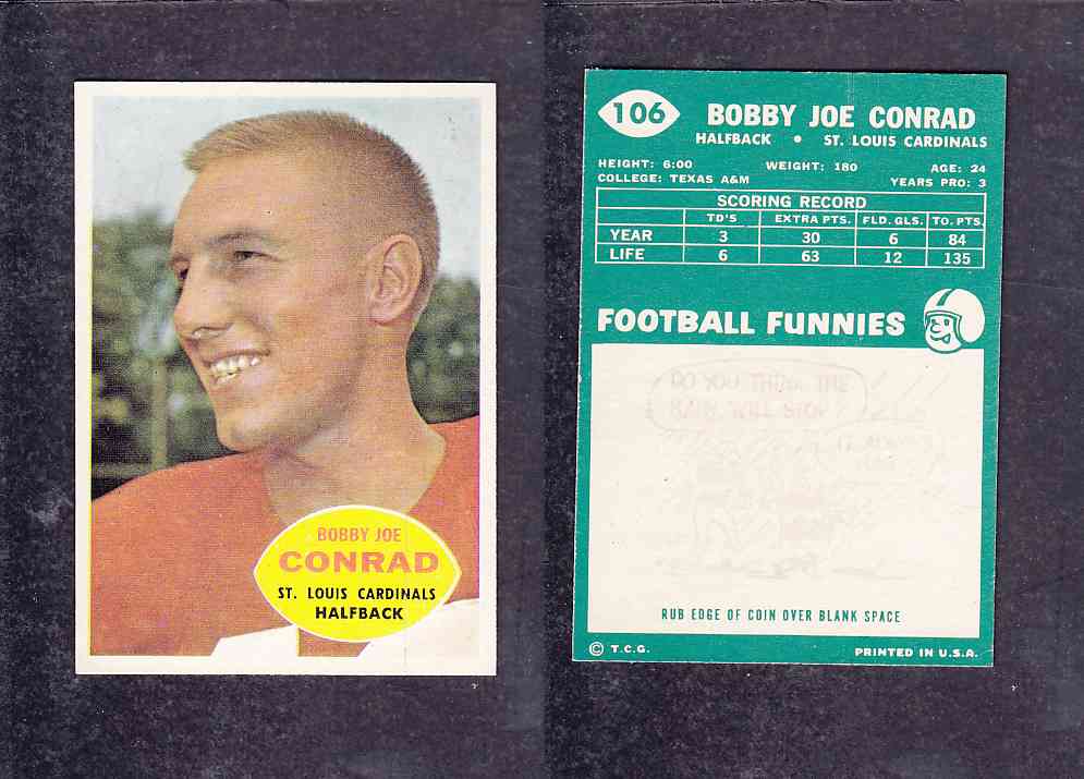1960 NFL TOPPS FOOTBALL CARD #106 B. CONRAD photo 1960 NFL TOPPS FOOTBALL CARD #106 B. CONRAD photo