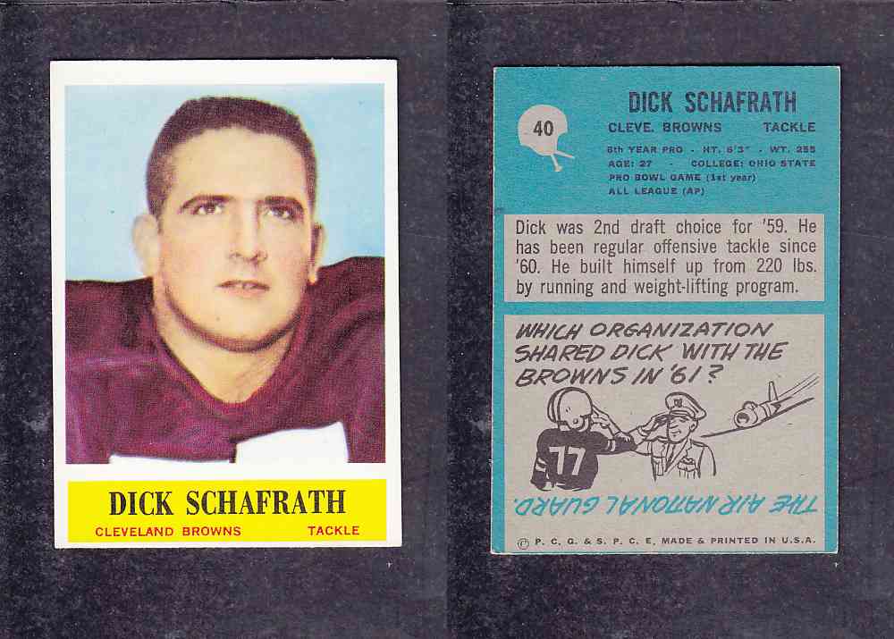 1965 NFL PHILADELPHIA FOOTBALL CARD #40 D. SCHAFRATH photo