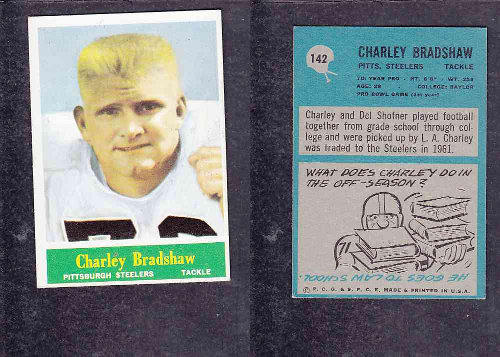 1965 NFL PHILADELPHIA FOOTBALL CARD #142 C. BRADSHAW photo