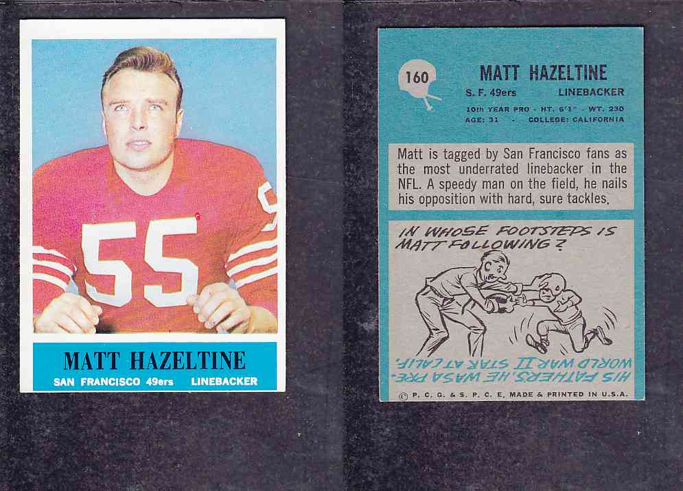 1965 NFL PHILADELPHIA FOOTBALL CARD #160 M. HAZELTINE photo 1965 NFL PHILADELPHIA FOOTBALL CARD #160 M. HAZELTINE photo