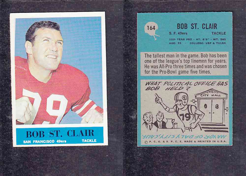 1965 NFL PHILADELPHIA FOOTBALL CARD #164 B. ST.CLAIR photo