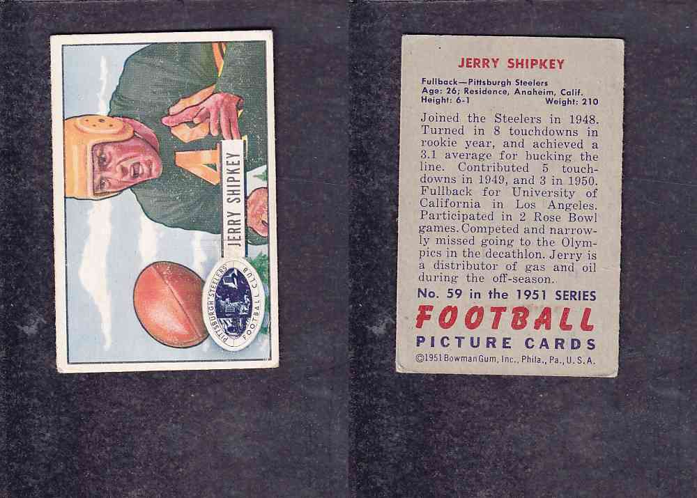 1951 NFL BOWMAN FOOTBALL CARD #59 J. SHIPKEY photo 1951 NFL BOWMAN FOOTBALL CARD #59 J. SHIPKEY photo
