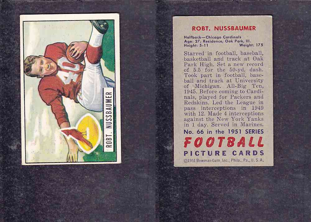 1951 NFL BOWMAN FOOTBALL CARD #66 R. NUSSBAUMER photo 1951 NFL BOWMAN FOOTBALL CARD #66 R. NUSSBAUMER photo