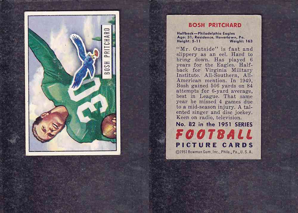 1951 NFL BOWMAN FOOTBALL CARD #82 B. PRITCHARD photo 1951 NFL BOWMAN FOOTBALL CARD #82 B. PRITCHARD photo