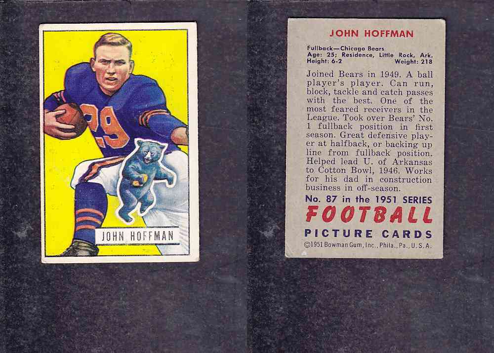 1951 NFL BOWMAN FOOTBALL CARD #87 J. HOFFMAN photo 1951 NFL BOWMAN FOOTBALL CARD #87 J. HOFFMAN photo