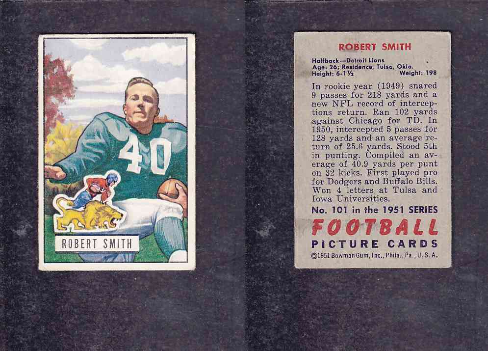 1951 NFL BOWMAN FOOTBALL CARD #101 R. SMITH photo 1951 NFL BOWMAN FOOTBALL CARD #101 R. SMITH photo