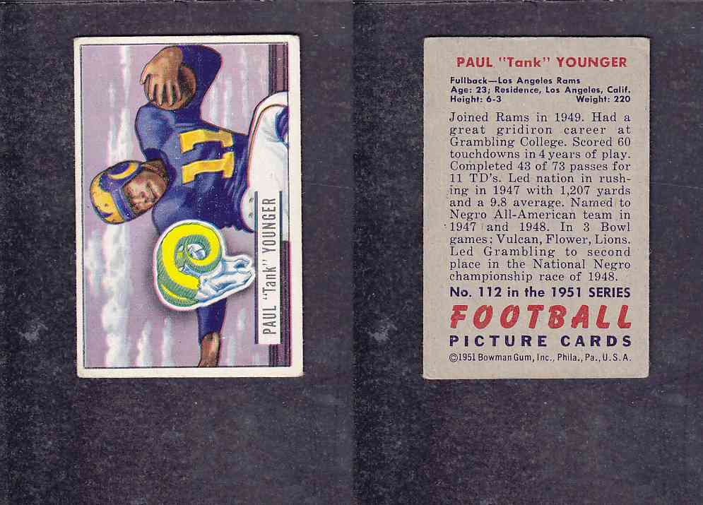 1951 NFL BOWMAN FOOTBALL CARD #112 P. YOUNGER photo 1951 NFL BOWMAN FOOTBALL CARD #112 P. YOUNGER photo