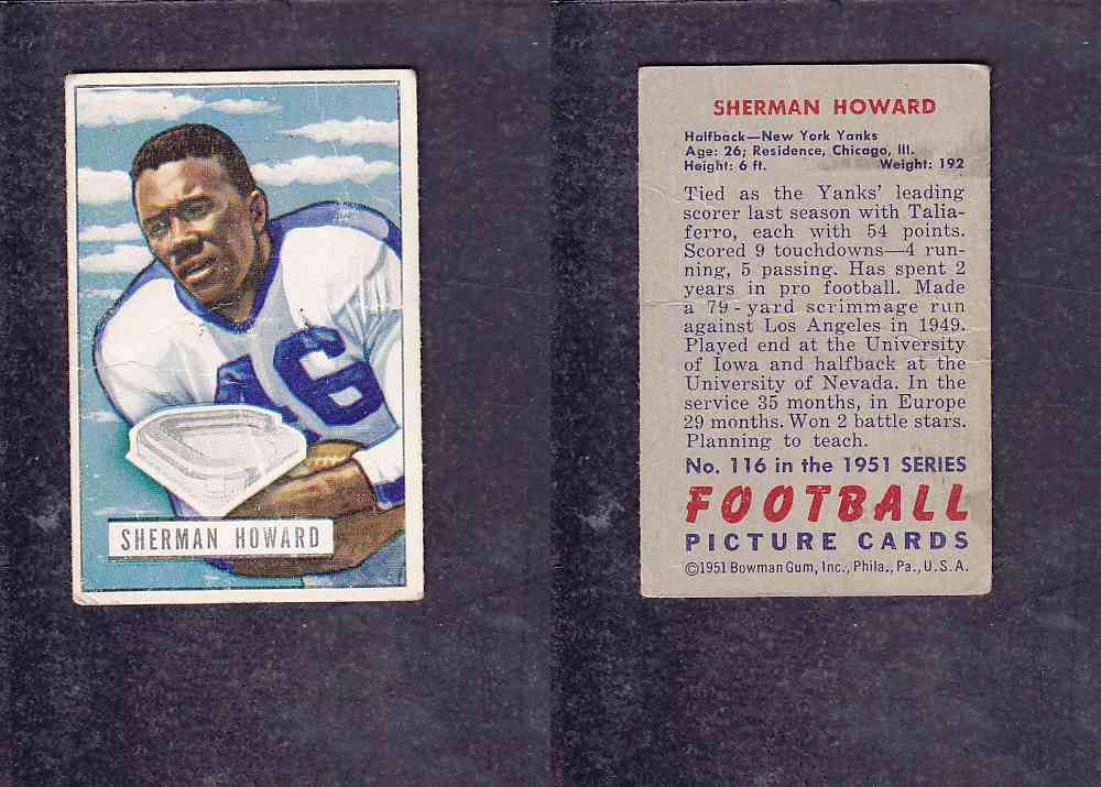 1951 NFL BOWMAN FOOTBALL CARD #116 S. HOWARD photo 1951 NFL BOWMAN FOOTBALL CARD #116 S. HOWARD photo