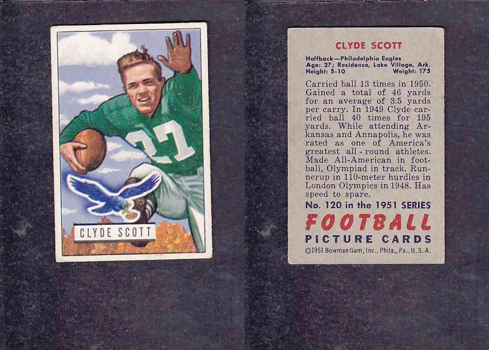 1951 NFL BOWMAN FOOTBALL CARD #120 C. SCOTT photo 1951 NFL BOWMAN FOOTBALL CARD #120 C. SCOTT photo