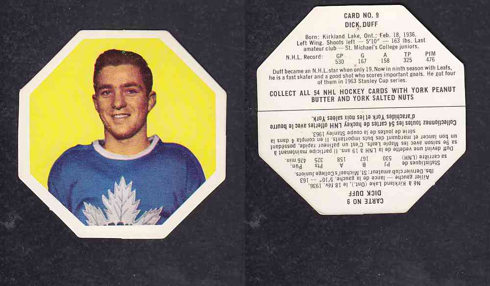 1963-64 YORK HOCKEY CARD #9 D.DUFF photo 1963-64 YORK HOCKEY CARD #9 D.DUFF photo