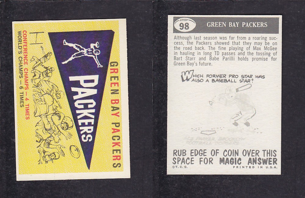 1959 NFL TOPPS FOOTBALL CARD #98 GREEN BAY PACKERS photo