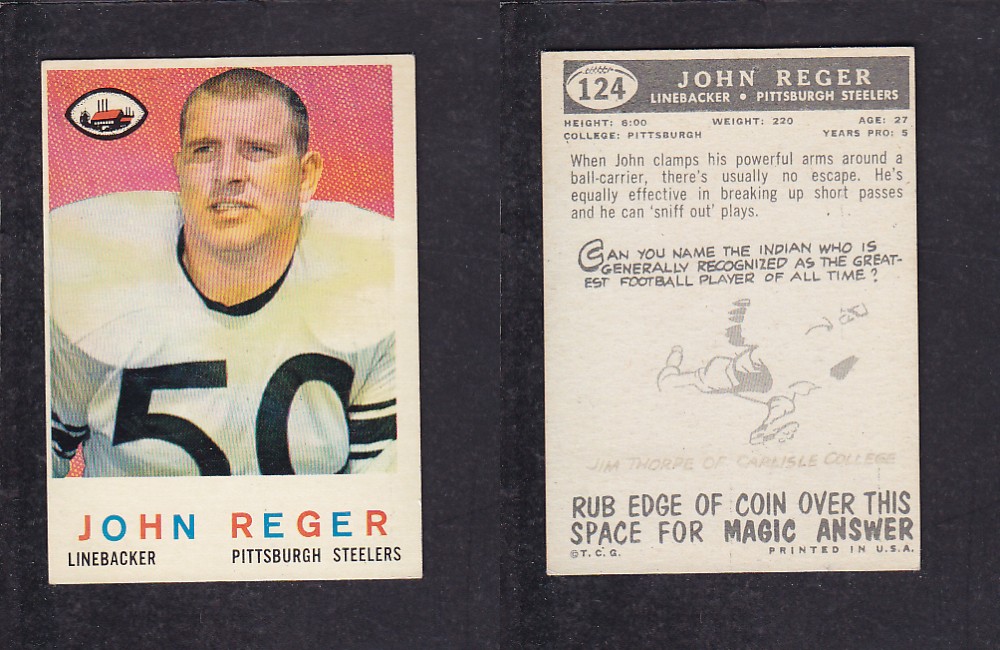 1959 NFL TOPPS FOOTBALL CARD #124 J. REGER photo 1959 NFL TOPPS FOOTBALL CARD #124 J. REGER photo