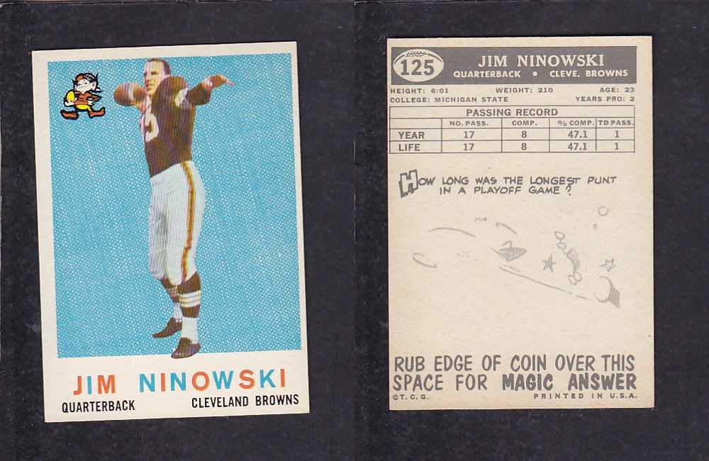 1959 NFL TOPPS FOOTBALL CARD #125 J. NINOWSKI photo 1959 NFL TOPPS FOOTBALL CARD #125 J. NINOWSKI photo