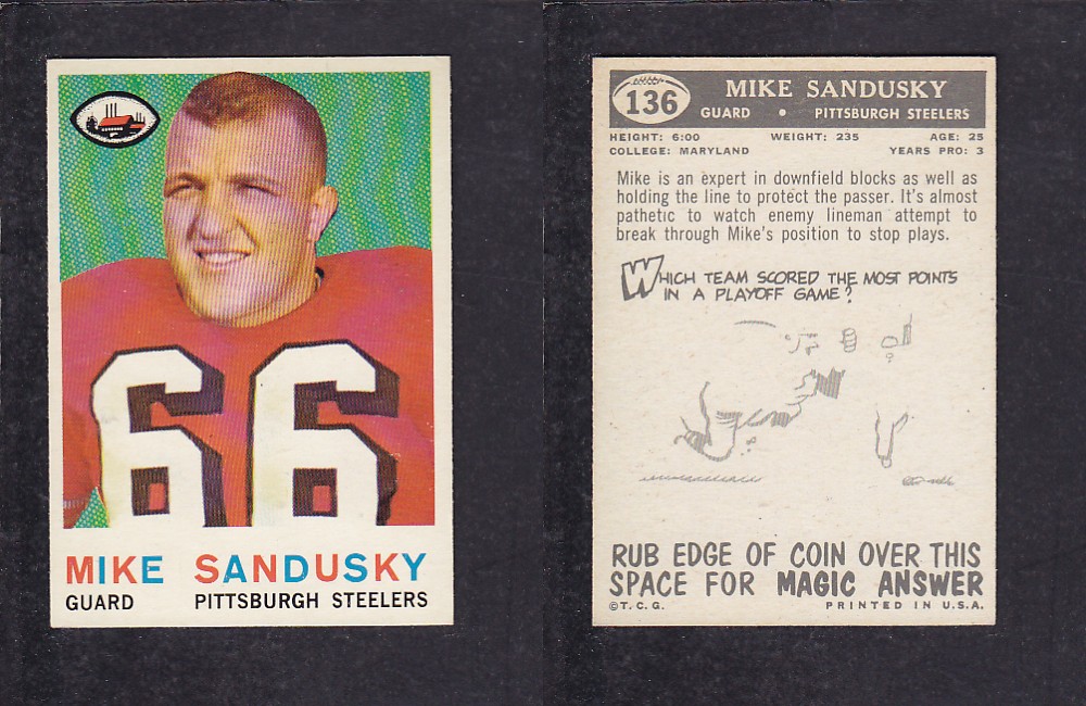 1959 NFL TOPPS FOOTBALL CARD #136 M. SANDUSKY photo 1959 NFL TOPPS FOOTBALL CARD #136 M. SANDUSKY photo