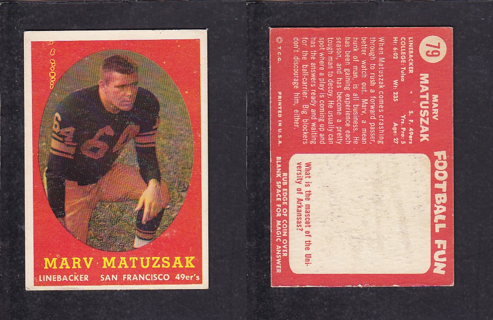 1958 NFL TOPPS FOOTBALL CARD #79 M. MATUZSAK photo