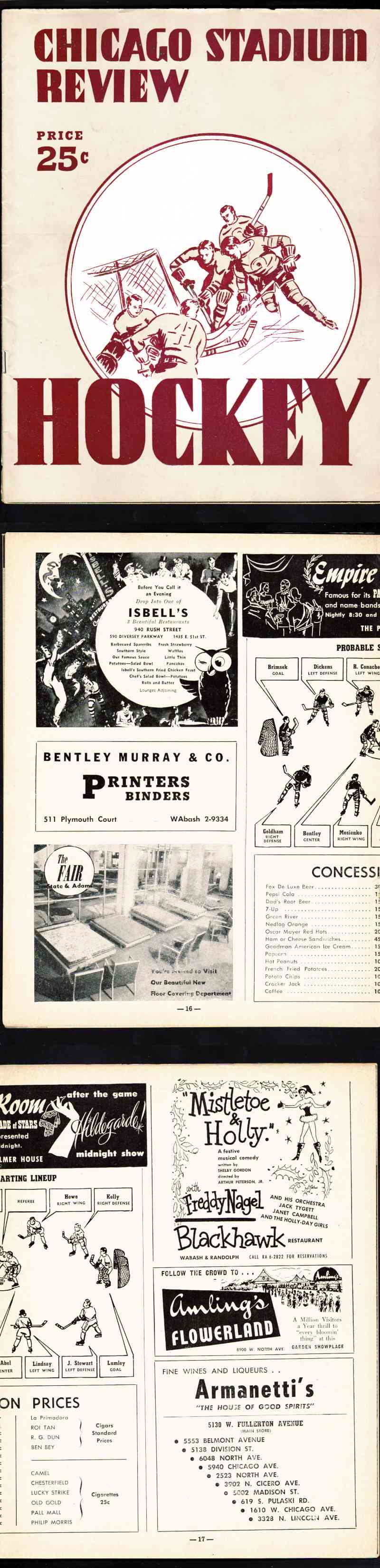 1949-50 CHICAGO BLACKHAWKS VS DETROIT RED WINGS PROGRAM photo 1949-50 CHICAGO BLACKHAWKS VS DETROIT RED WINGS PROGRAM photo