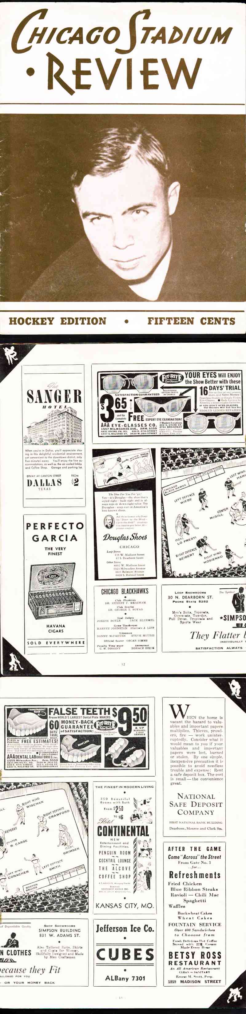 1940'S CHICAGO BLACKHAWKS VS BOSTON BRUINS PROGRAM photo 1940'S CHICAGO BLACKHAWKS VS BOSTON BRUINS PROGRAM photo