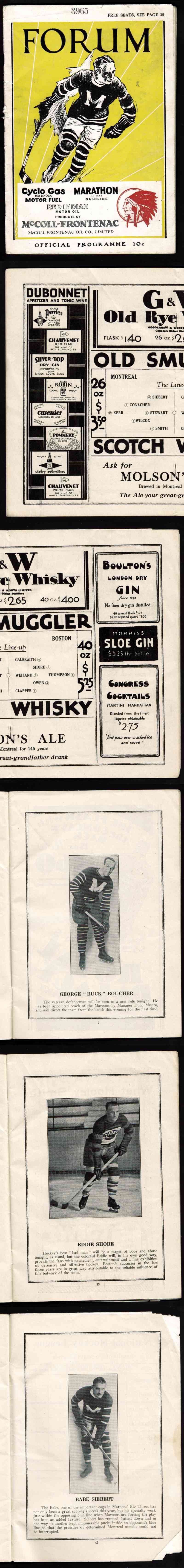 1931 MONTREAL MAROONS VS BOSTON BRUINS PROGRAM photo 1931 MONTREAL MAROONS VS BOSTON BRUINS PROGRAM photo