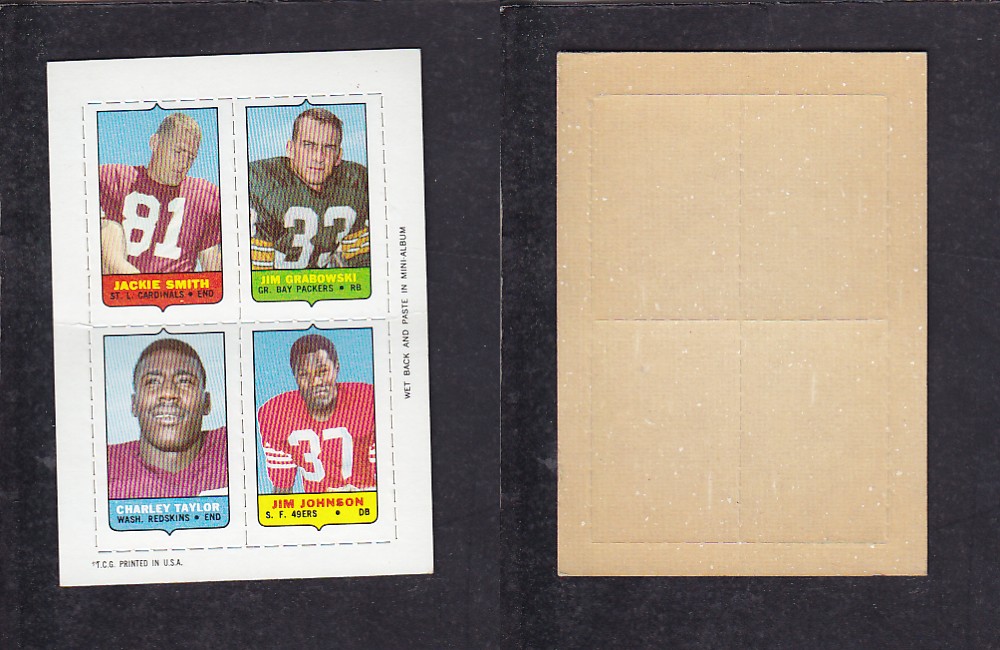 1969 NFL TOPPS FOOTBALL CARD 4 IN 1 INSERT J. SMITH photo 1969 NFL TOPPS FOOTBALL CARD 4 IN 1 INSERT J. SMITH photo