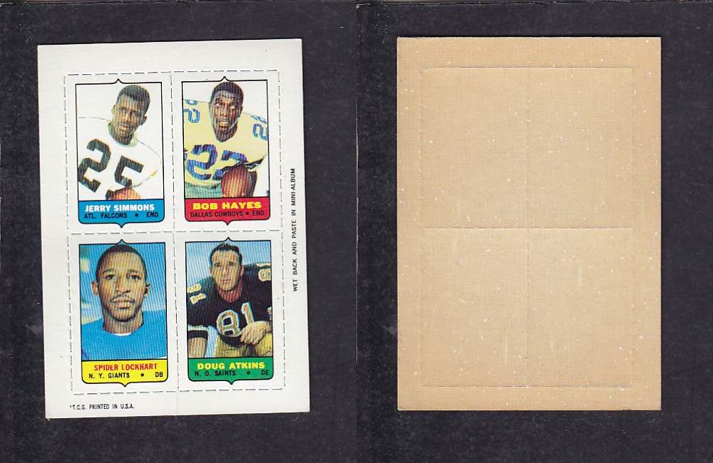 1969 NFL TOPPS FOOTBALL CARD 4 IN 1 INSERT J. SIMMONS photo 1969 NFL TOPPS FOOTBALL CARD 4 IN 1 INSERT J. SIMMONS photo