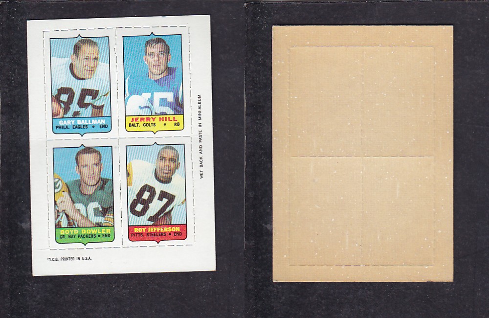 1969 NFL TOPPS FOOTBALL CARD 4 IN 1 INSERT G. BALLMAN photo 1969 NFL TOPPS FOOTBALL CARD 4 IN 1 INSERT G. BALLMAN photo