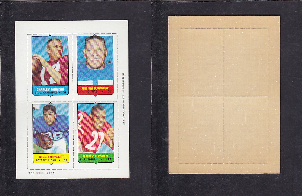 1969 NFL TOPPS FOOTBALL CARD 4 IN 1 INSERT C. JOHNSON photo 1969 NFL TOPPS FOOTBALL CARD 4 IN 1 INSERT C. JOHNSON photo