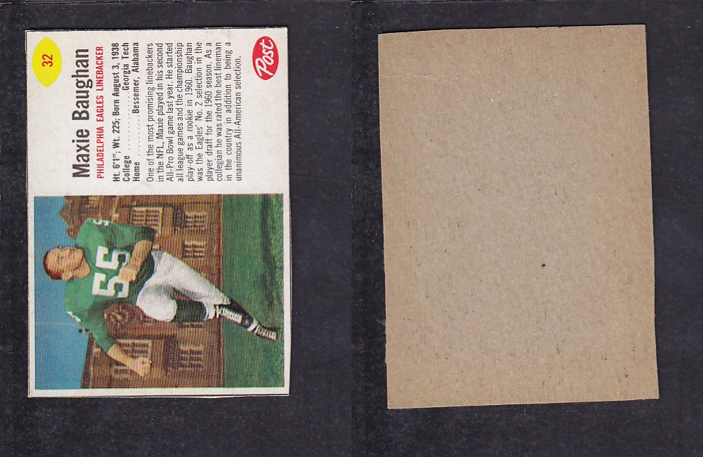 1962 NFL POST FOOTBALL CARD #32 M. BAUGHAN photo