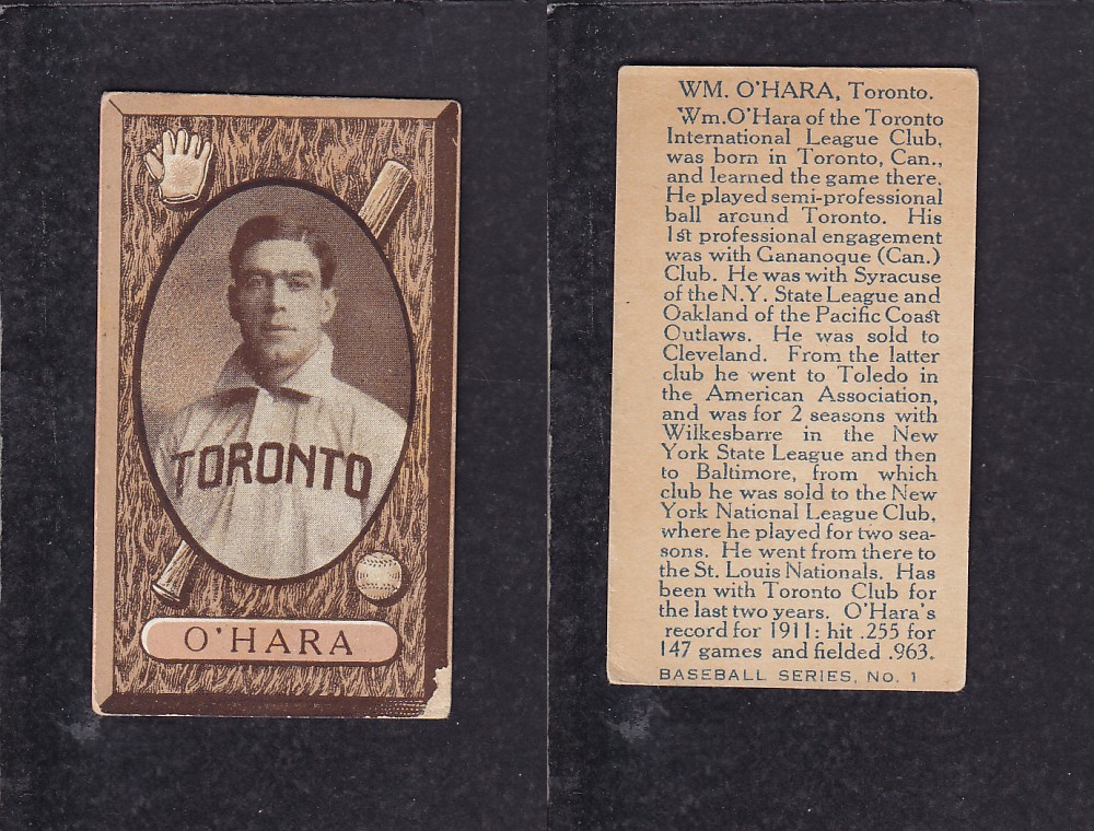 1912 INPERIAL TABACCO BASEBALL CARD #1 WM. O'HARA photo 1912 INPERIAL TABACCO BASEBALL CARD #1 WM. O'HARA photo