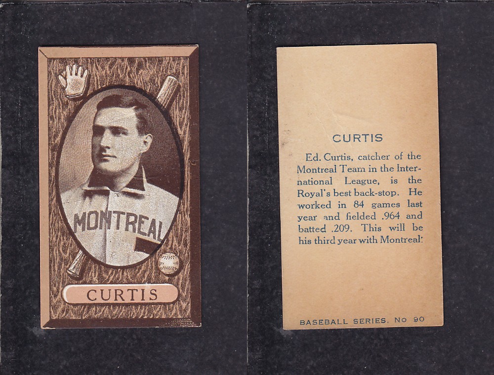 1912 INPERIAL TABACCO BASEBALL CARD #90 CURTIS photo 1912 INPERIAL TABACCO BASEBALL CARD #90 CURTIS photo