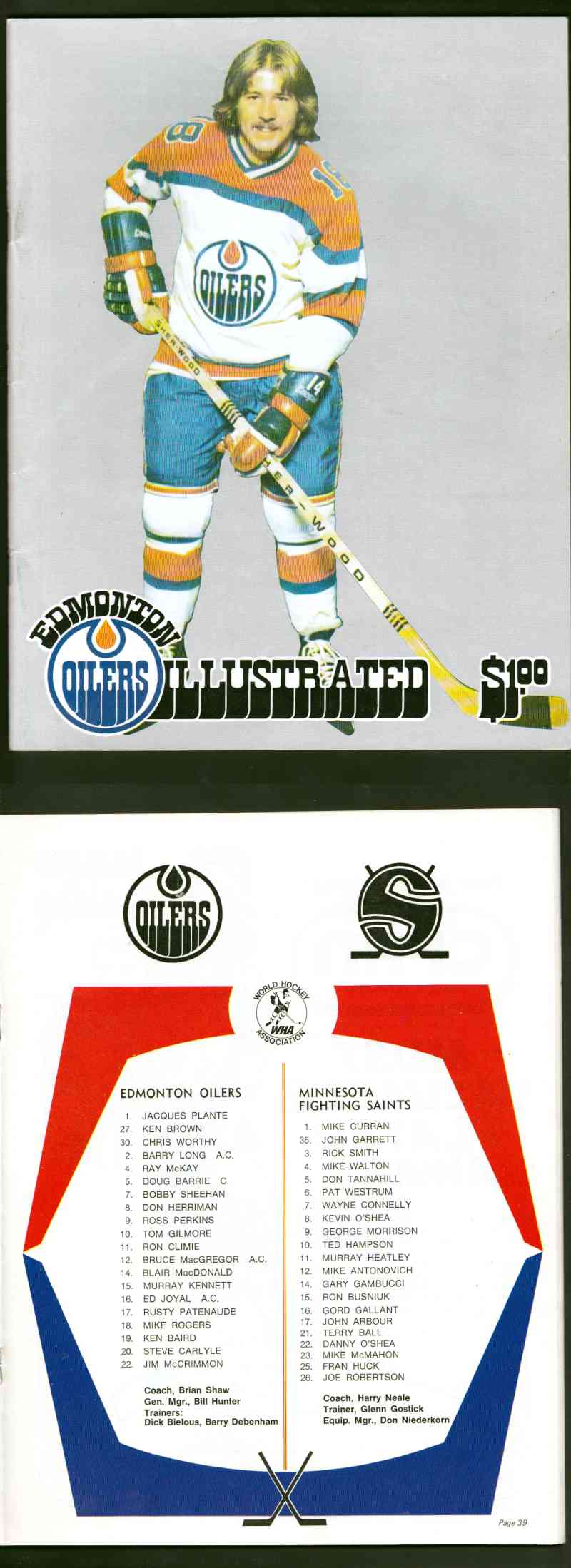 1975 EDMONTON OILERS VS MINNESOTA SAINTS PROGRAM photo 1975 EDMONTON OILERS VS MINNESOTA SAINTS PROGRAM photo