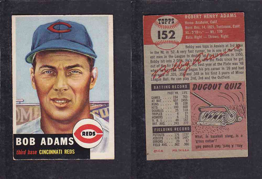 1953 TOPPS BASEBALL CARD #152 R. ADAMS photo 1953 TOPPS BASEBALL CARD #152 R. ADAMS photo