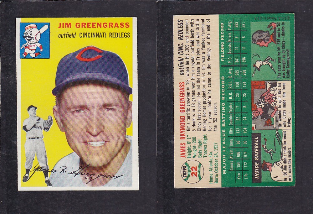 1952 TOPPS BASEBALL CARD #22 J. GREENGRASS photo 1952 TOPPS BASEBALL CARD #22 J. GREENGRASS photo