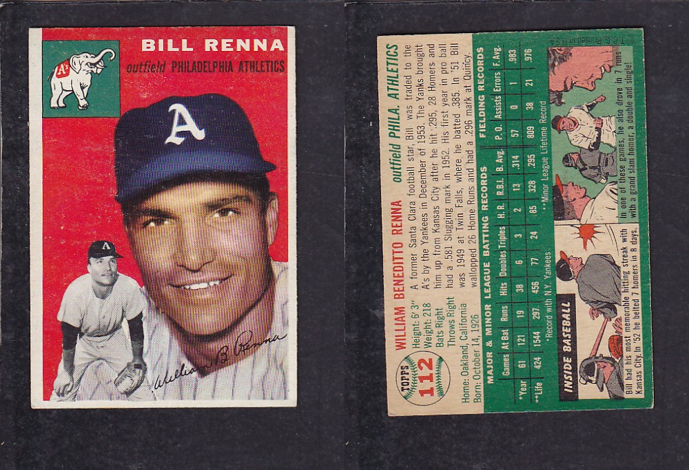 1952 TOPPS BASEBALL CARD #112 W. RENNA photo 1952 TOPPS BASEBALL CARD #112 W. RENNA photo