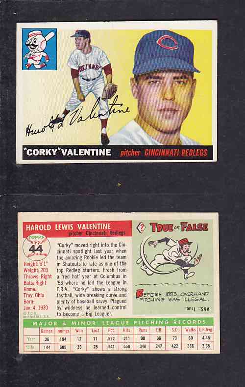 1955 TOPPS BASEBALL CARD #44 H. VALENTINE photo 1955 TOPPS BASEBALL CARD #44 H. VALENTINE photo