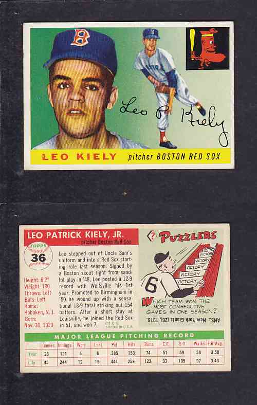 1955 TOPPS BASEBALL CARD #36 L. KIELY photo 1955 TOPPS BASEBALL CARD #36 L. KIELY photo
