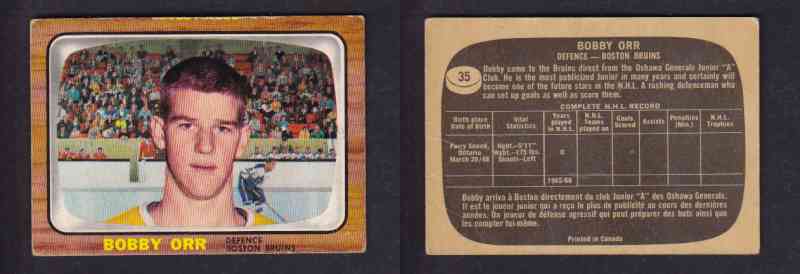 1966-67 TOPPS BOBBY ORR #35 ROOKIE CARD photo 1966-67 TOPPS BOBBY ORR #35 ROOKIE CARD photo